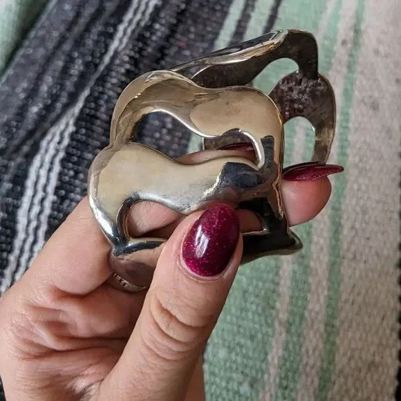 Silver Abstract Bracelet Cuff - Picture 8 of 13